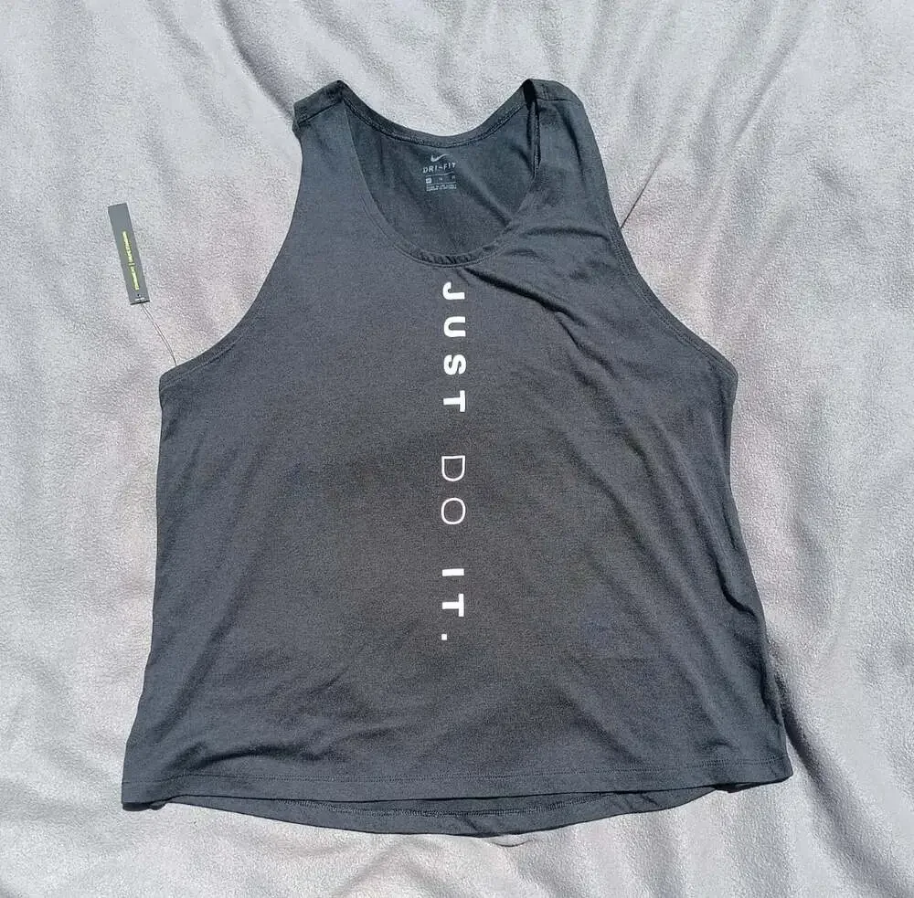 Nike Dri Fit Just Do It Black Sleeveless Tank Top Women’s XL NEW NWT Athletic
